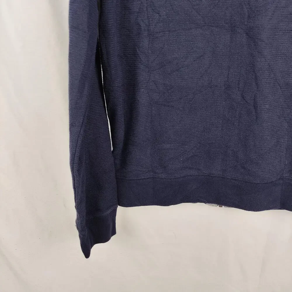 Banana Republic Sweater Mens Small Blue Full Zip Mock Neck Knit Pockets Casual